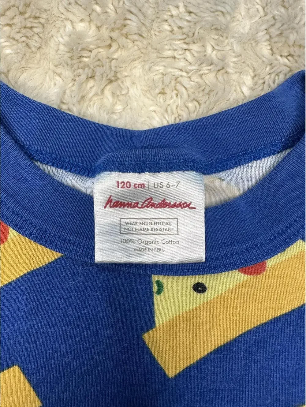 Hanna Andersson pizza print pajama top Size 6-7 organic cotton blue retro kawaii - Picture 4 of 4